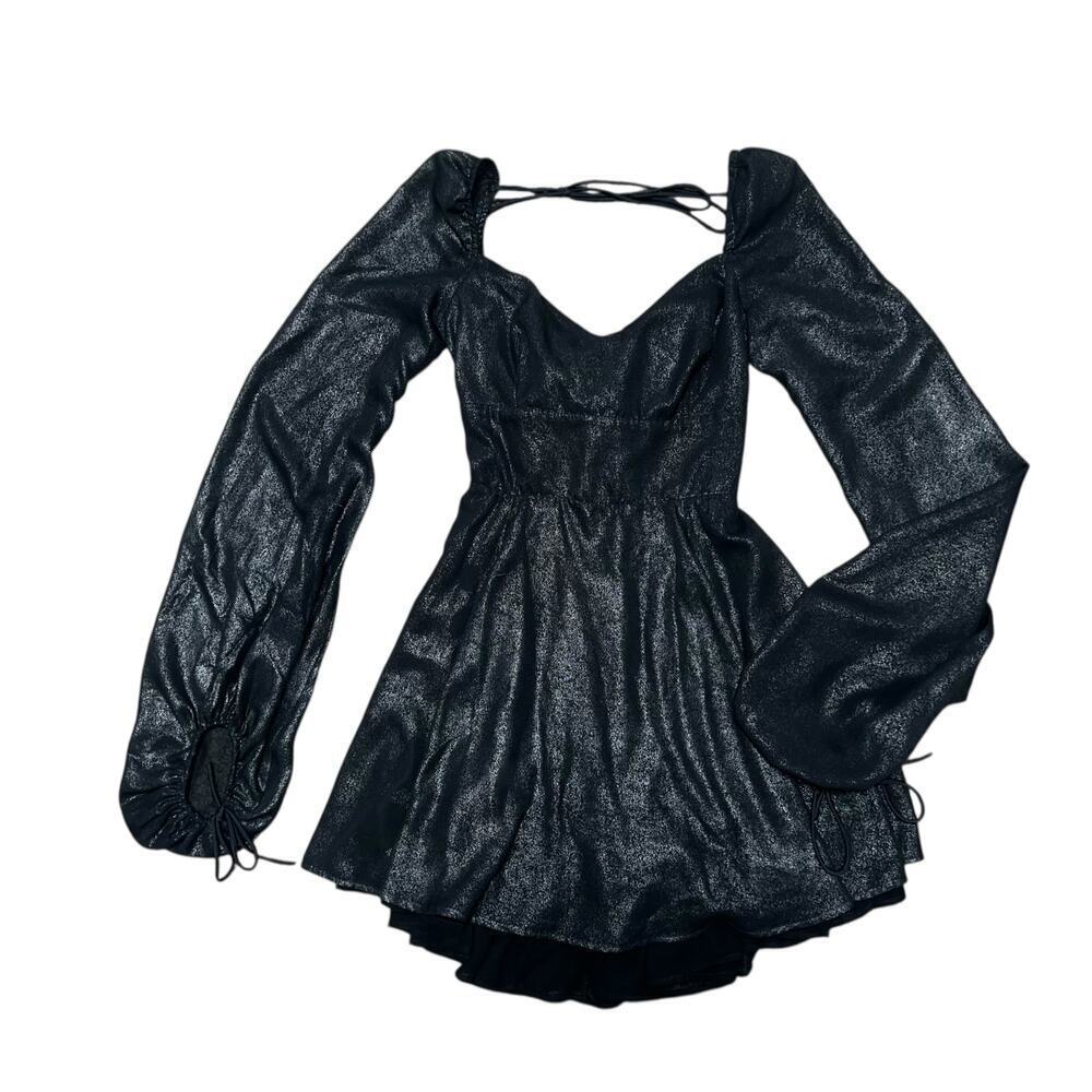 LUCY IN THE SKY Black Shimmer Chiffon Fit & Flare Dress Size S - Picture 2 of 8